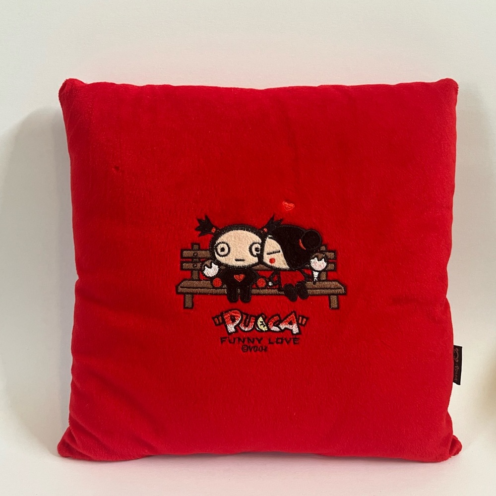 •Vintage Pucca Funny Love Embroidered Pillow HTF•